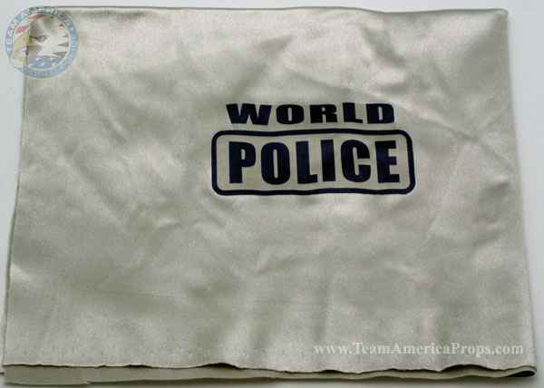  America team. The fabric itself is silver with the 'World Police' logo 